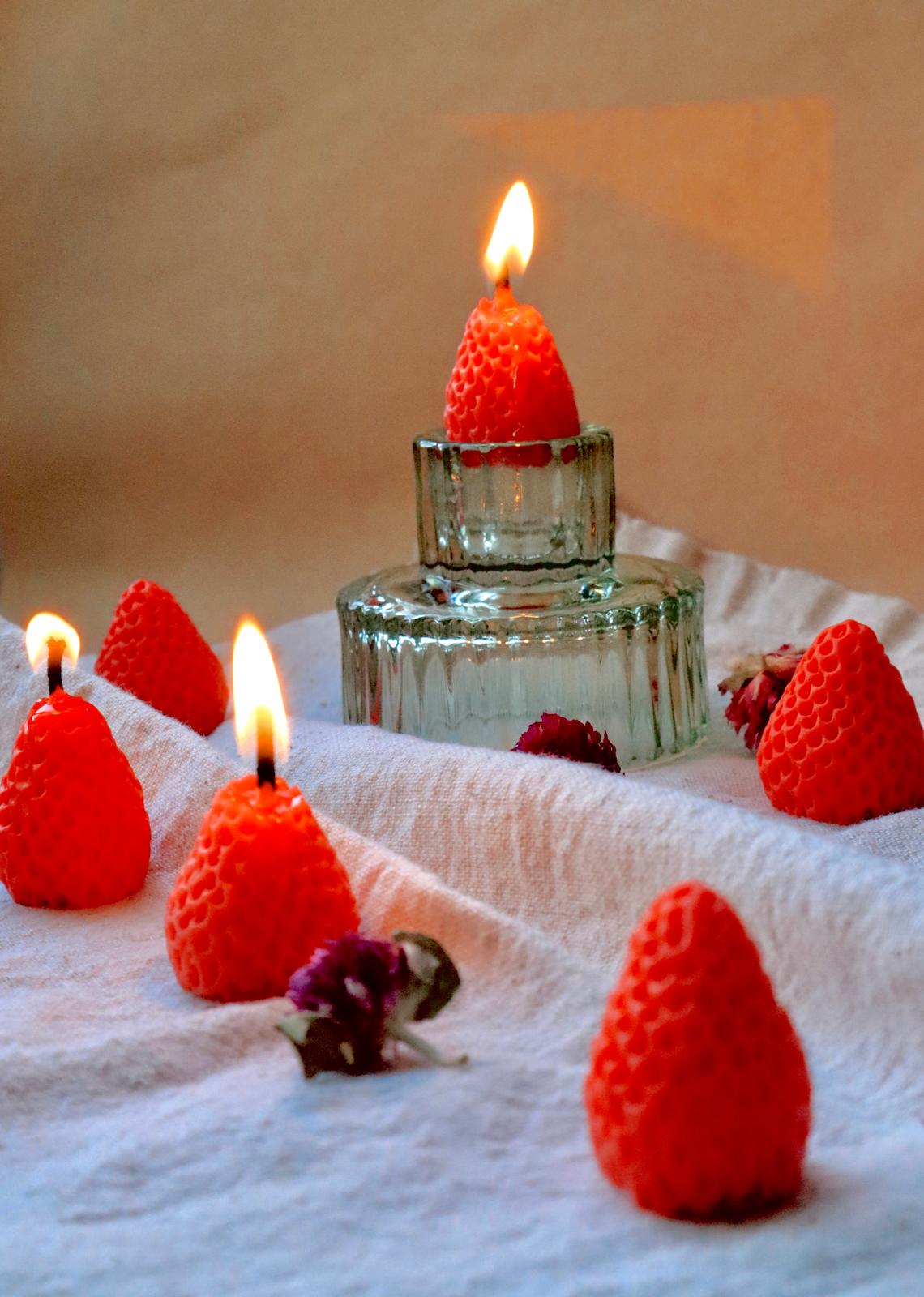 Strawberry Beeswax Candles (10 set)